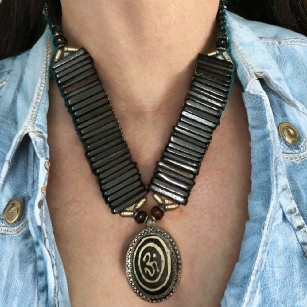 Vintage Elite Shungite Necklace with Om Pendant